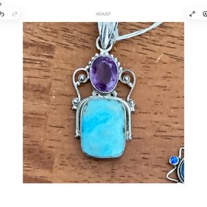 Mermaid Larimar & Amethyst Bali Sterling Pendant